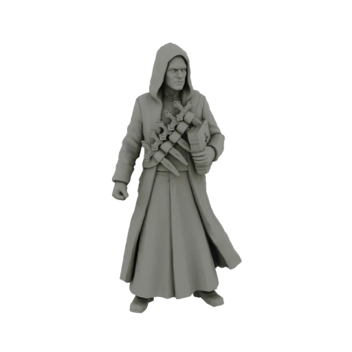 Hooded Figure with Daggers and Book 3D Model