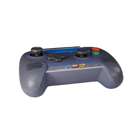Tragbarer Arcade Stick Realistisches 3D-Modell, Drei-Viertel-Studio-Rendering, das matten Kunststoff und Konsolenproportionen