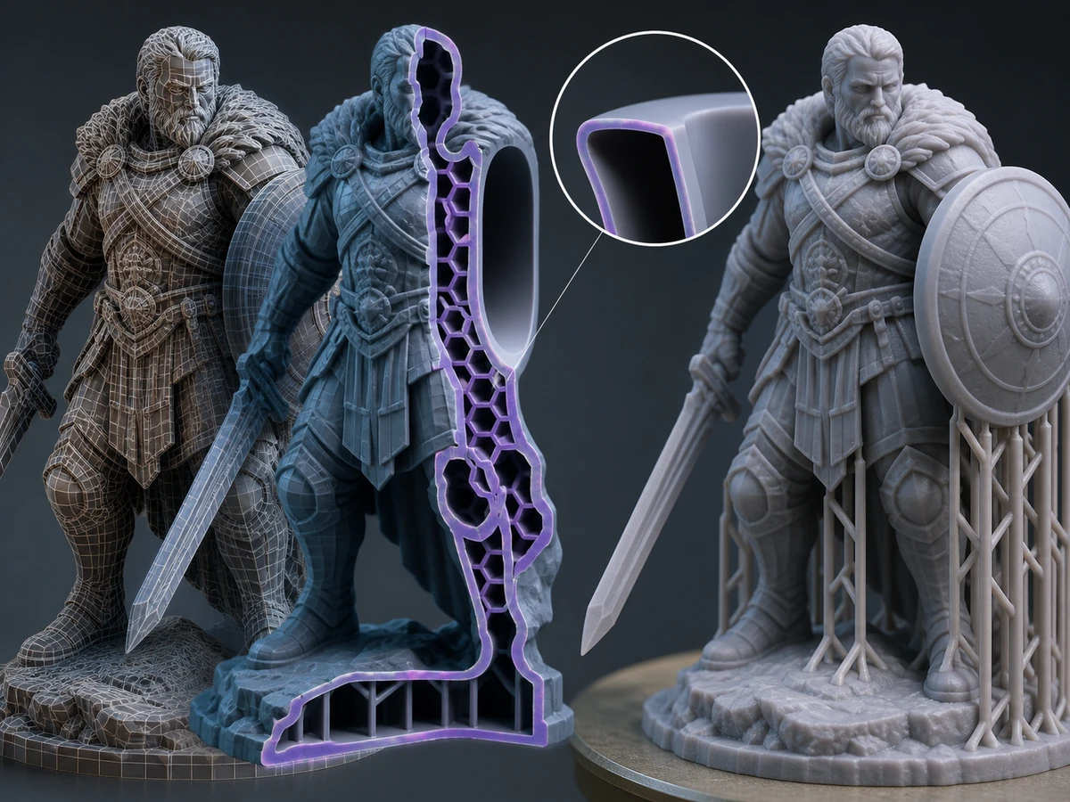 Technical printability check for a custom 3D figurine